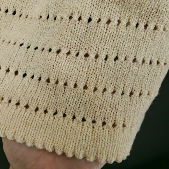 Vintage Adolfo New York Cream Open Front Knit Cardigan Size S/M - Picture 6 of 7